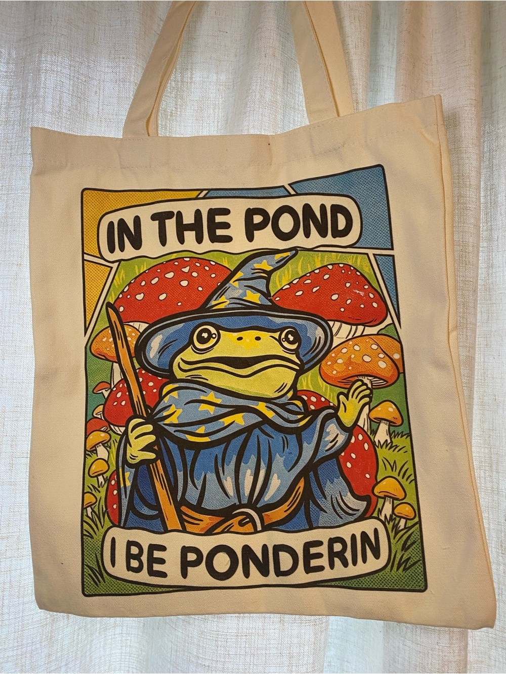 Frog Ponderin' Canvas Tote - Picture 2 of 4